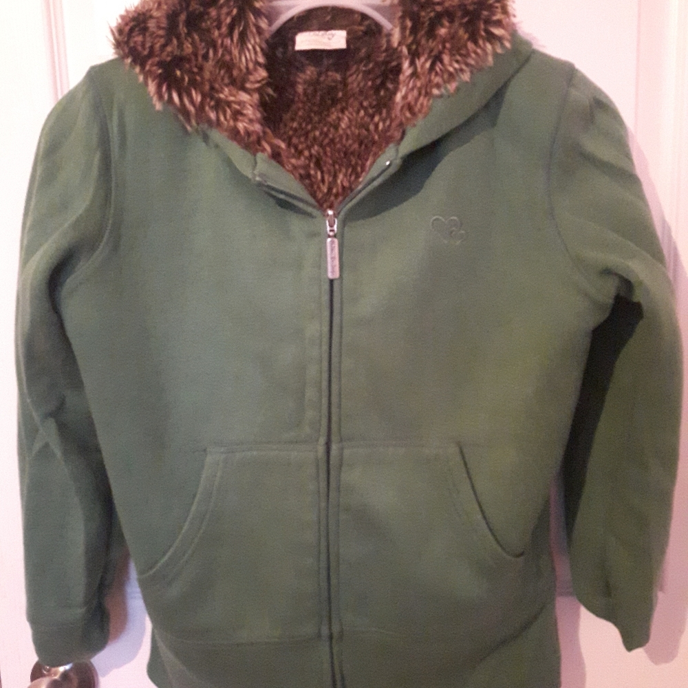 Urban Heritage green hoodie, with brown lining, women's size- Large
